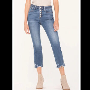 Miss me braided love button fly cropped ankle Cigarette jeans. Size 27